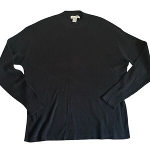 Anthology Men’s Ribbed Knit Sweater XXL Black Silk Cotton Blend‎ Long Sleeve